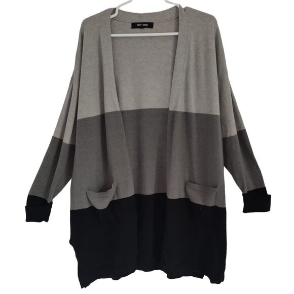 Chloe + Jasmine Womens 1X Gray and Black Cardigan, Rayon, Polyester, Nylon. - Picture 1 of 9